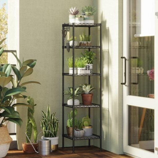 Songmics 5-Tier Expandable Storage Shelf with Hooks