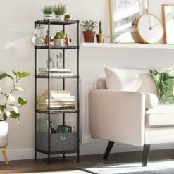 Songmics 5-Tier Expandable Storage Shelf with Hooks