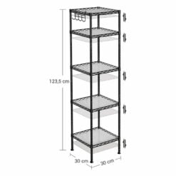 Songmics 5-Tier Expandable Storage Shelf with Hooks Dimensions