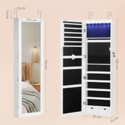 Songmics Jewellery Cabinet and Mirror White Dimensions
