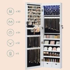 Songmics Jewellery Cabinet and Mirror White Holders