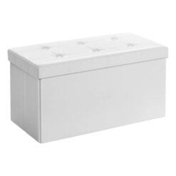 Songmics Foldable Medium Storage Ottoman Bench White
