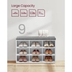Bragg Lyon 9 Compartment Shoe Storage Bench, White Capacity