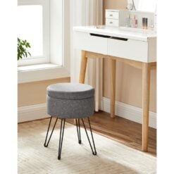Songmics Multifunctional Round Storage Ottoman, Grey