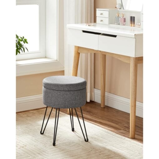 Songmics Multifunctional Round Storage Ottoman, Grey