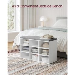 Bragg Lyon 9 Compartment Shoe Storage Bench, White Bedroom