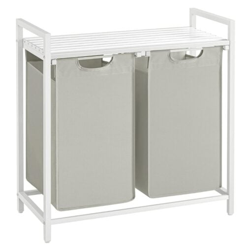 Bragg Austin Laundry Basket with Two Removable Bags, White