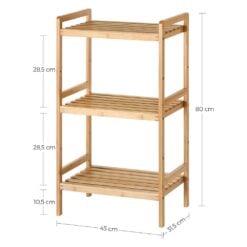 Songmics 3-Tier Bamboo Storage Rack Dimensions
