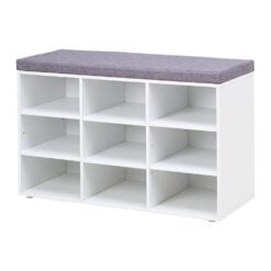 Bragg Lyon 9 Compartment Shoe Storage Bench, White