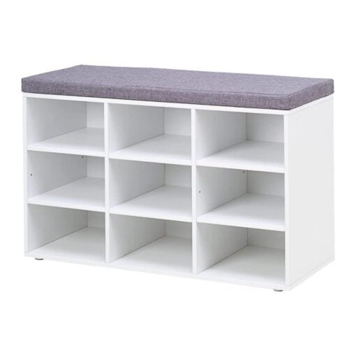 Bragg Lyon 9 Compartment Shoe Storage Bench, White