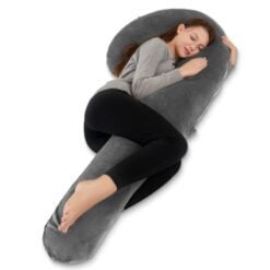 GreenLeaf Full Body Pregnancy Pillow J Shape Grey Sleep
