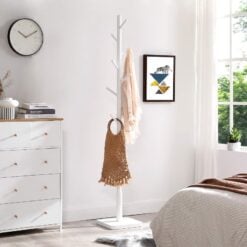Bragg Cali Freestanding Adjustable Coat Rack Tree 8 Hooks, White lifestyle