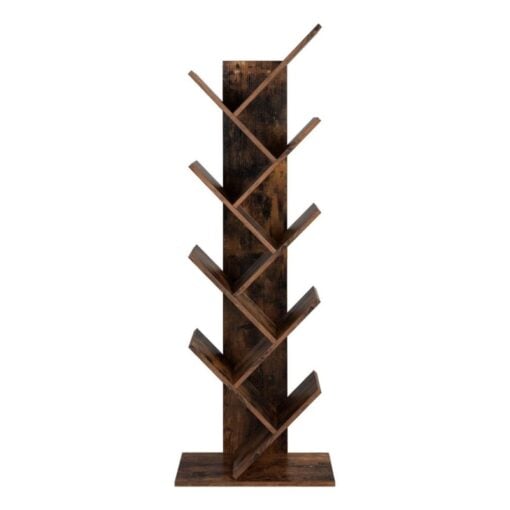 Bragg Aspen 9 Tier Bookcase Shelf Storage Tree, Brown