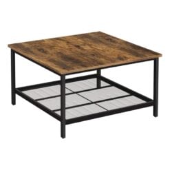 Bragg Dalat Square Coffee Table with Mesh Storage Shelf, Brown