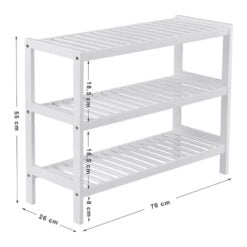 Bragg Dili 3-Tier Shoe Rack Storage Shelves, White Dimensions