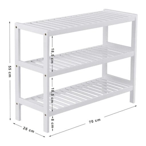 Bragg Dili 3-Tier Shoe Rack Storage Shelves, White Dimensions