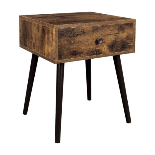 Bragg Hobart Side End Table with Drawer, Brown