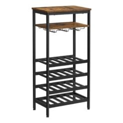 Bragg Napa Wine Storage Rack with Glass Holder and Shelves, 20 Bottles