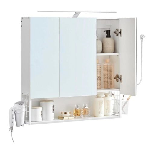 Bragg Pula 3-Door Mirror Bathroom Wall Cabinet, White