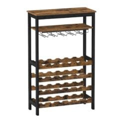 Bragg Sicily Wine Rack with Glass Storage and Shelves, 24 Bottles