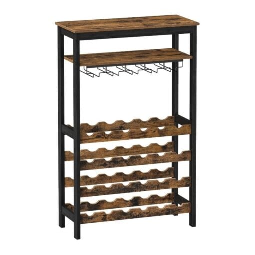 Bragg Sicily Wine Rack with Glass Storage and Shelves, 24 Bottles