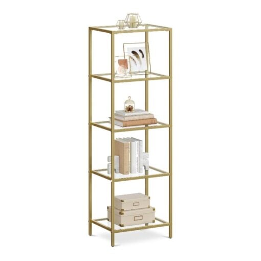 Bragg York 5-Tier Glass Display Table, Gold display