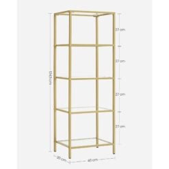 Bragg York 5-Tier Glass Display Table, Gold dimensions