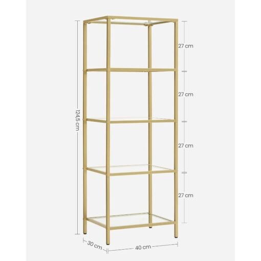 Bragg York 5-Tier Glass Display Table, Gold dimensions