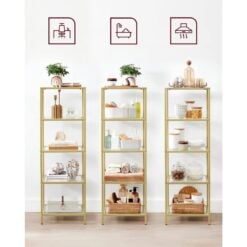 Bragg York 5-Tier Glass Display Table, Gold functions