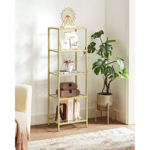 Bragg York 5-Tier Glass Display Table, Gold