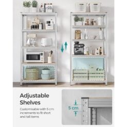 Songmics 5-Tier Industrial Style Storage Shelf, Set of 2, Silver Adjustable