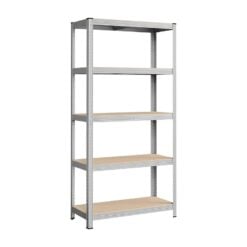 Songmics 5-Tier Industrial Style Storage Shelf, Silver