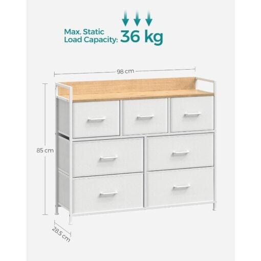 Songmics Bedroom Storage Chest of Drawers, White/Oak Weight