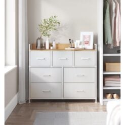 Songmics Bedroom Storage Chest of Drawers, White/Oak