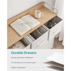 Songmics Bedroom Storage Chest of Drawers, White/Oak Drawers
