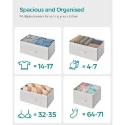Songmics Bedroom Storage Chest of Drawers, White/Oak