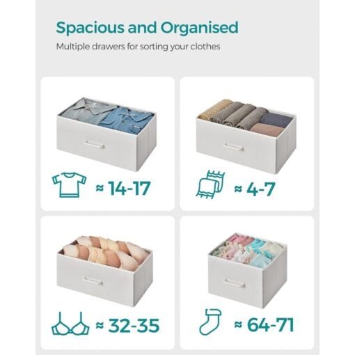 Songmics Bedroom Storage Chest of Drawers, White/Oak