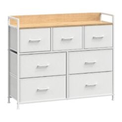 Songmics Bedroom Storage Chest of Drawers, White/Oak