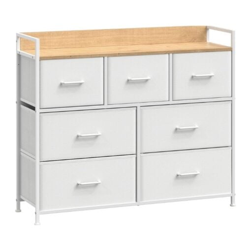 Songmics Bedroom Storage Chest of Drawers, White/Oak
