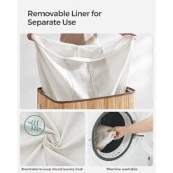 Songmics Triple Compartment Laundry Basket with Lid, Beige Bag