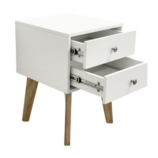Bragg Bari Bedside Table Side Table, White Open Drawers