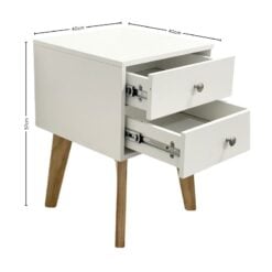 Bragg Bari Bedside Table Side Table, White Dimensions