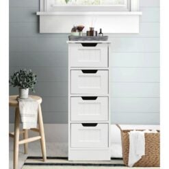 Bragg Brisbane 4-Drawer Bathroom Cabinet, White in Bathroom