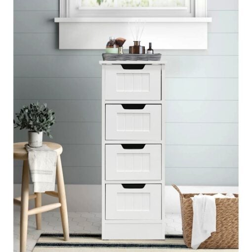Bragg Brisbane 4-Drawer Bathroom Cabinet, White in Bathroom