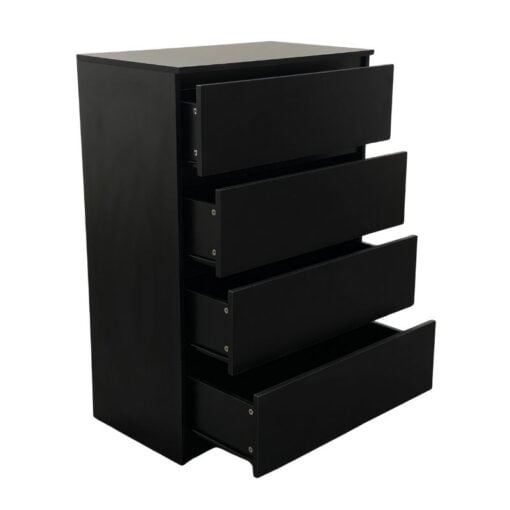 Bragg Corfu 4-Drawer Chest of Drawers, Black Drawers open