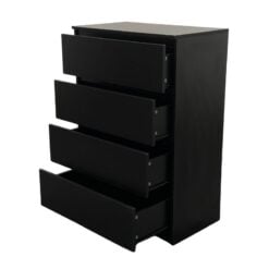 Bragg Corfu 4-Drawer Chest of Drawers, Black Drawers Open