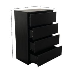Bragg Corfu 4-Drawer Chest of Drawers, Black Dimensions