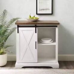 Bragg Davao Barn Door Storage Cabinet, White In Room