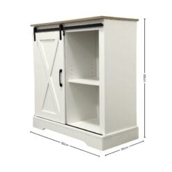 Bragg Davao Barn Door Storage Cabinet, White Side