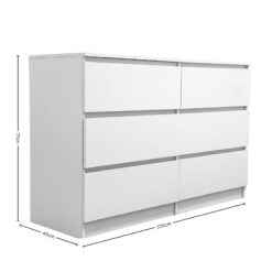 Bragg Pisa Chest of Drawers, White with Dimensions